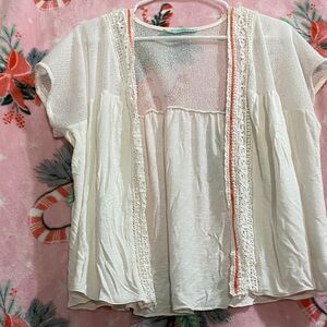 Maurices Cream Lace Accent Blouse